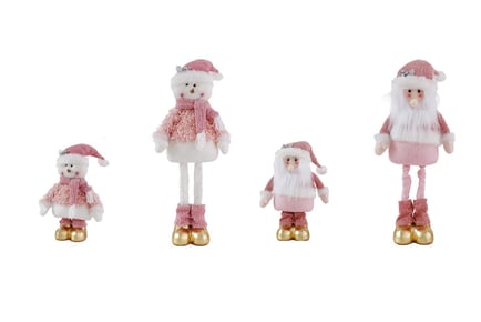 Stretchable Pink Snowman or Santa Christmas Decor Toy