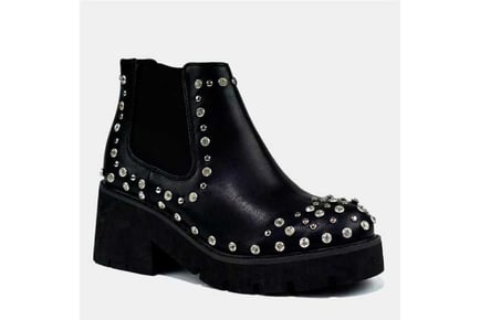 Women's Diamante Stud Ankle Boot