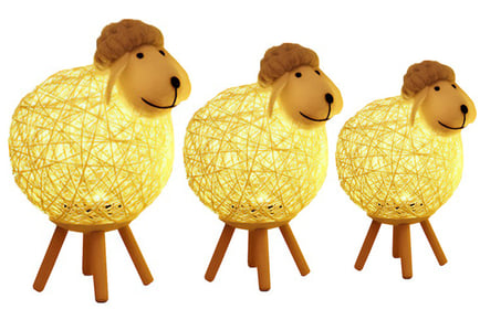 A three pack of sheep LED lamps