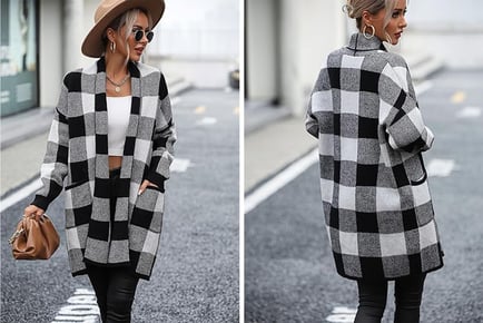 Plaid Knitted Cardigan for Women in 4 Colours and 4 Sizes