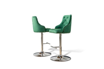 2 Velvet Barstool Chairs with Adjustable Height in 3 Colours