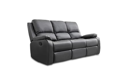 2 or 3 Seater Bonded Leather Grey Reclining Armchair