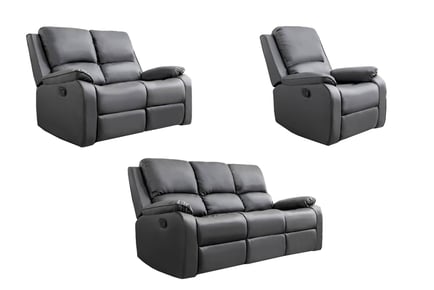 1, 2 or 3 Seater Bonded Leather Grey Reclining Armchair