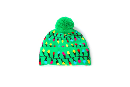 Xmas Pom Winter Knitted Hat with LED Lights in 7 Colours