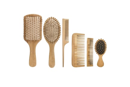 6pc Bamboo Hairbrush Set!