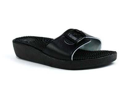 Black Low Wedge Sliders Size 3-8