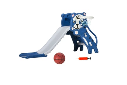 Blue Tiger 2 in 1 Baby Slide with Basketball Hoop