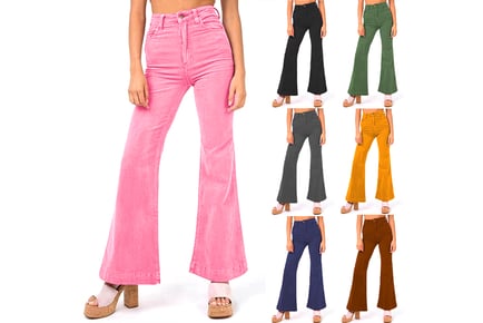 Corduroy Flared Trousers for Women in 5 Sizes and 6 Colours