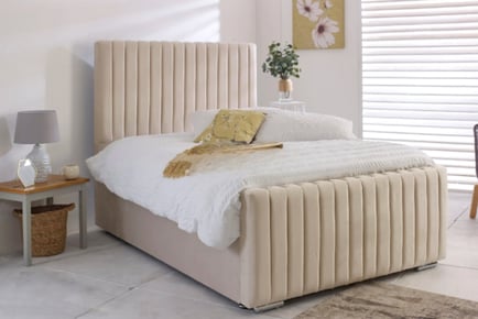 Khloe Bed Frame Cream Plush Velvet & Mattress Options!