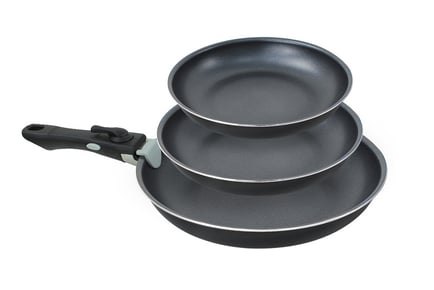 Set of 3 Non Stick Frying Pans with Detachable Handle