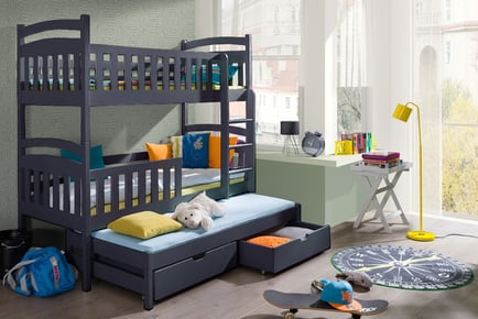 Viki Children's Wood Bunk Bed in White - Mattress Options