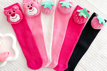 Cute Losto 3D Strawberry Socks for Kids in 4 Colours