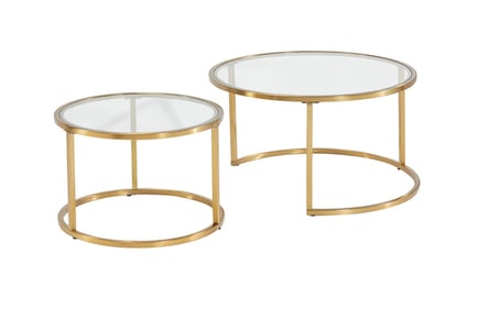 Contemporary 2-in-1 Nesting Coffee Tables with Glass Top