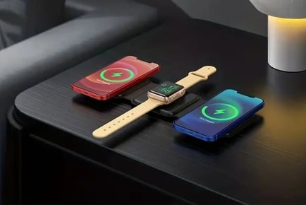 15W Magnetic 3in1 Fast Wireless Charger Dock - 2 Colours!