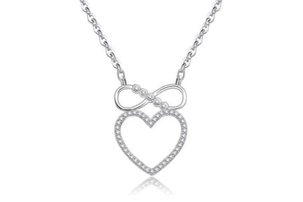 Infinity Crystal Heart Pendant Necklace