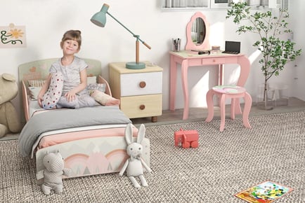 Kids' Bed and Dressing Table Set - Green or Pink