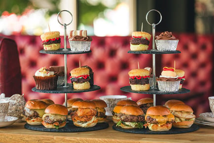 Burger Afternoon Tea & Prosecco or Beer for 2 - Camden