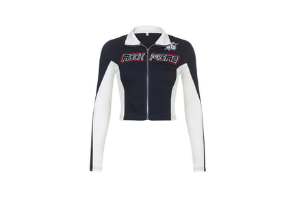 Blue Letter Printed Motorcycle Style Jacket 3 Sizes