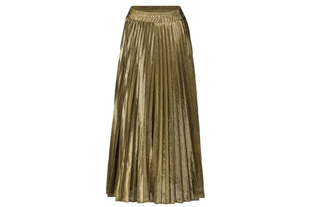 Metallic Pleated Maxi Skirt in 5 Sizes and 4 Colours