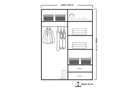 Modern Sliding Wardrobe 120/150/200/250