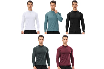 Men's ¼ Zip Gym Compression Shirt - 5 Colours & Sizes!