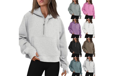 Half Zip Hoodie Sweatshirt for Women in 8 Colours and 5 Sizes