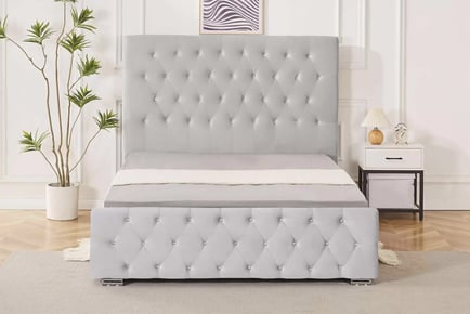 Rio Plush Velvet Bed w/ Mattress - 2 Colours & 2 Sizes!