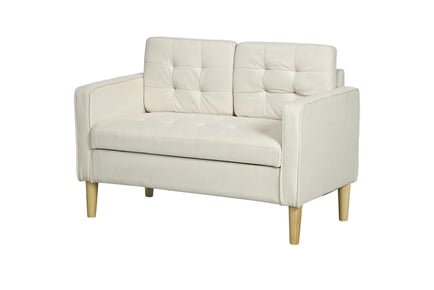 Cream White Modern Loveseat Sofa with Storage