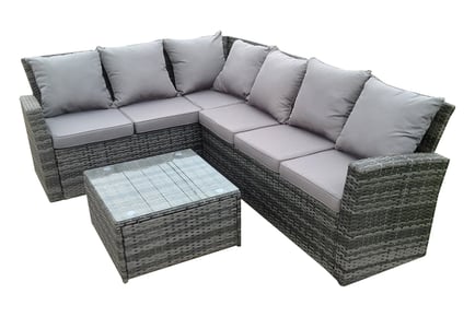 6-Seater Grey Rattan Garden Furniture Set - Left or Right Hand