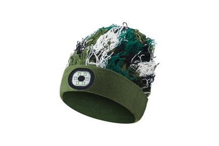 Outdoor LED Light Cap with Long Camouflage Hair - 2 Colours