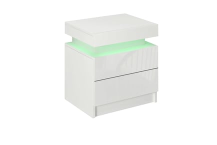 Futuristic LED Bedside Table With Two Drawers