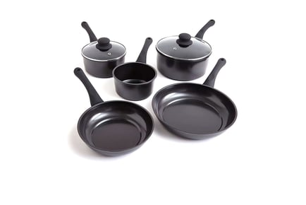 5pc Matte Black Carbon Steel Pan Set