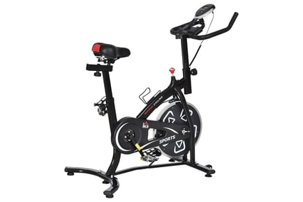 Steel Black Indoor Exercise Bike - 8-Level Belt Driven w/ LCD Monitor!