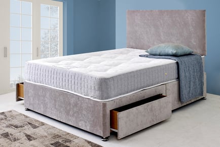 Lisbon Grey Divan Bed and Mattress - Storage Options