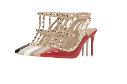 Women's Studded Pointed-Toe Heels in 6 Colours and 6 Sizes