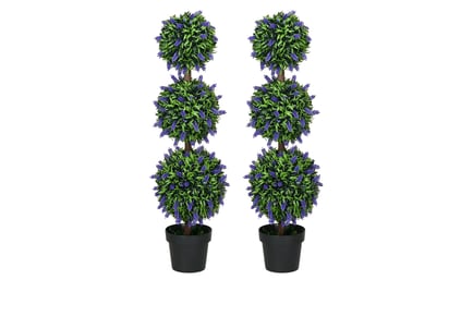 Set of 2 Artificial Lavender Plants with Pot - 70cm or 110cm