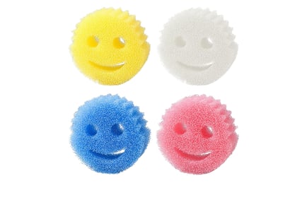 Set of 3 Smiley Face Kitchen Cleaning Sponges in 3 Colours