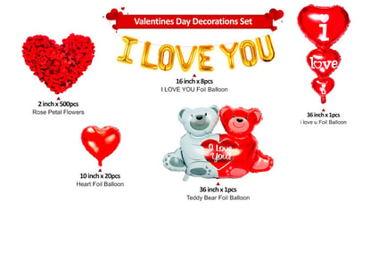 Valentines Day Heart Balloons Decorations Kit!