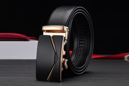 Men's Automatic Buckle Leather Belt in 2 Designs and Colours