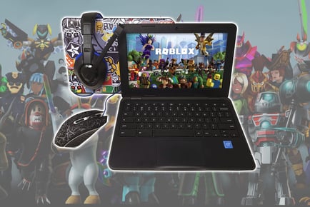 Refurbished Dell Chromebook for kids gaming with headset and mouse