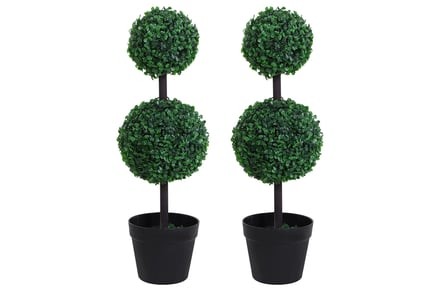 Artificial Boxwood Ball Topiary Plant Trees - Set of 2!
