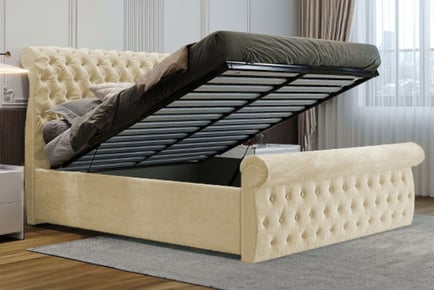 Chesterfield Ottoman Bed with High Headboard - 5 Sizes & 3 Colours