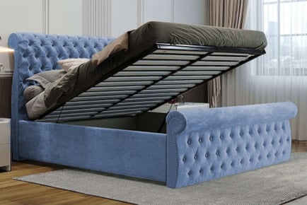 Chesterfield Ottoman Bed with High Headboard - 5 Sizes & 3 Colours