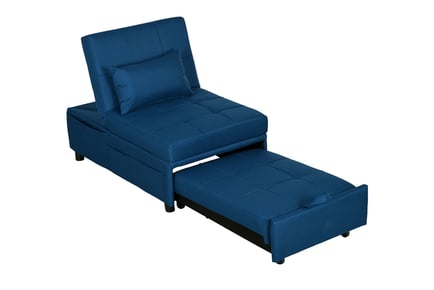 4-in-1 Blue Multifunctional Convertible Sofa Bed