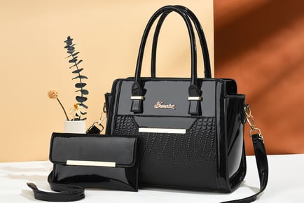 Women's Crocodile Pattern 2-Piece Handbag Set