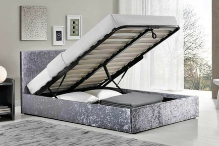 Ottoman Fabric Bed, 5ft King, Silver