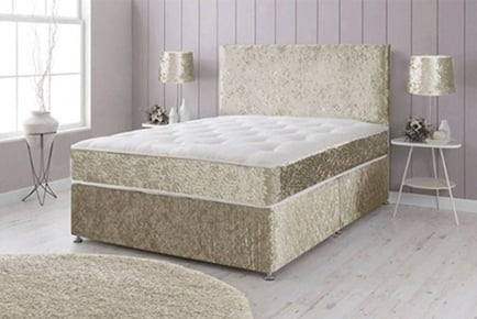 Crushed Velvet Divan Bed with Memory Spring Mattress, Superking, Gunmetal Grey, 4 Drawers