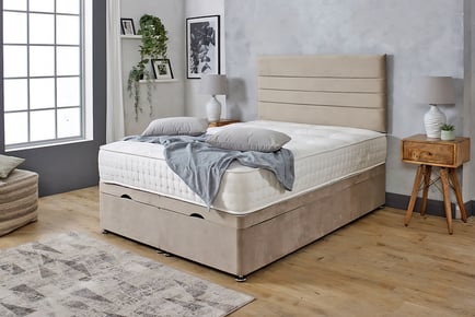 Verona Upholstered Ottoman Divan Bed, 5ft King Size with Mattress