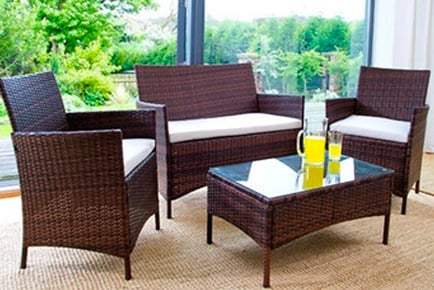 Four-piece polyrattan furniture set, mixed grey