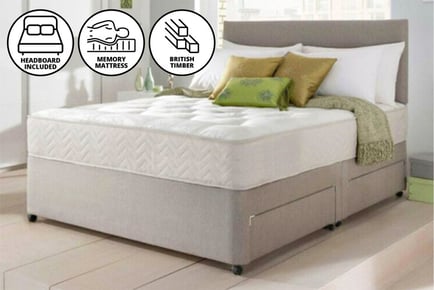 A Dreyton divan bed and memory foam spring mattress, 5FT King, 4 Drawers